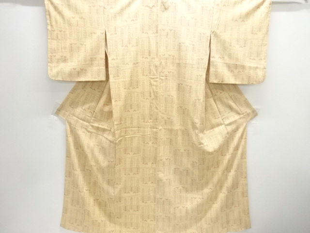 JAPANESE KIMONO / ANTIQUE ABSTRACT PATTERN SHIOZE-ORI HON-SHIOZE KIMON